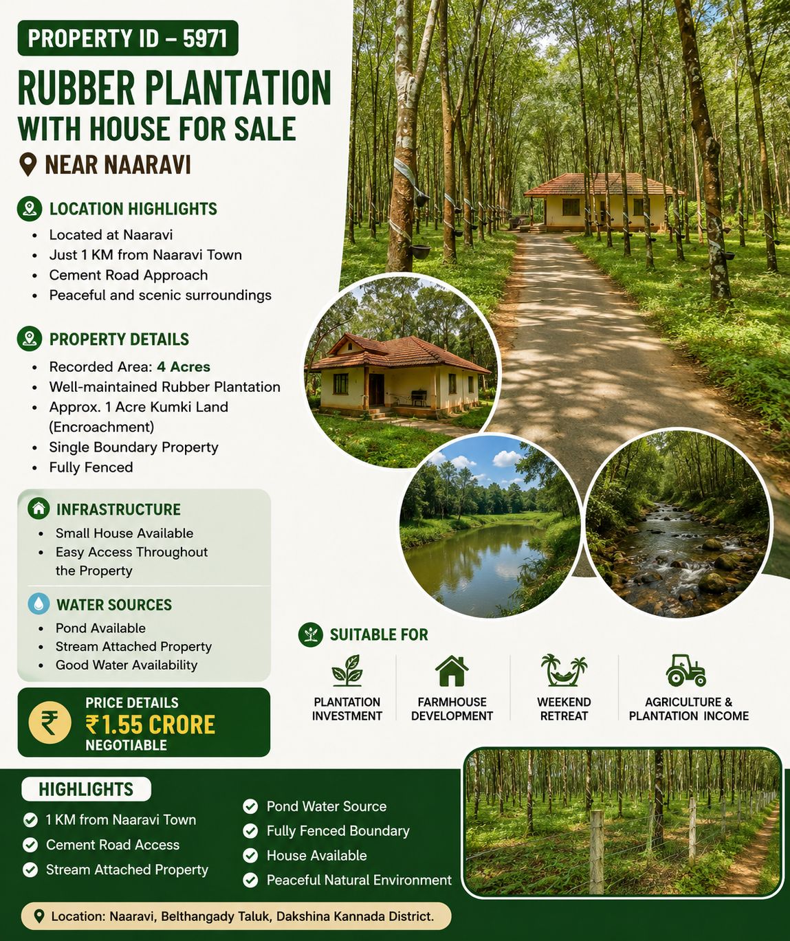 🆔 *PROPERTY ID – 5971* 🌴 *Rubber Plantation with House for Sale – Near Naaravi*